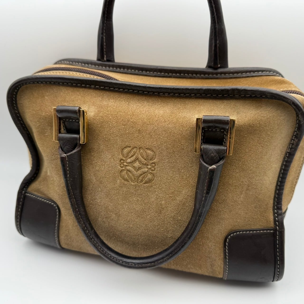 LOEWE / ロエベ アマソナ スエード ボストンバッグ（アナグラムロゴ
