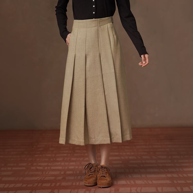 アジャスターベルト付き プリーツAラインスカート