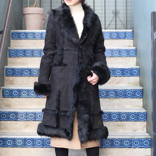 .GRACE CONTINENTAL MOUTON BELTED LONG COAT MADE IN TURKEY/グレースコンチネンタルムートンベルテッドロングコート 2000000059556