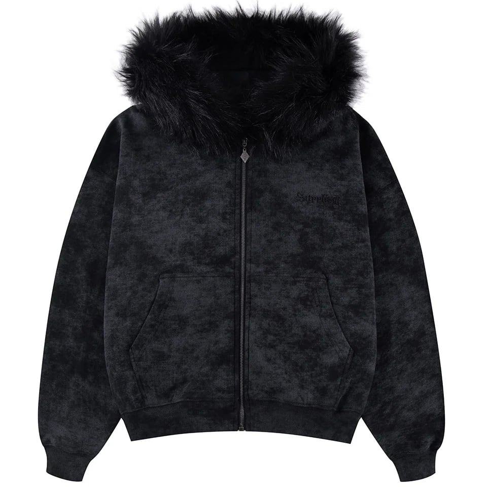SUPPLIER】Faux Fur Cross Zip Hoodie / BLACK【サプライヤー】 | PARX