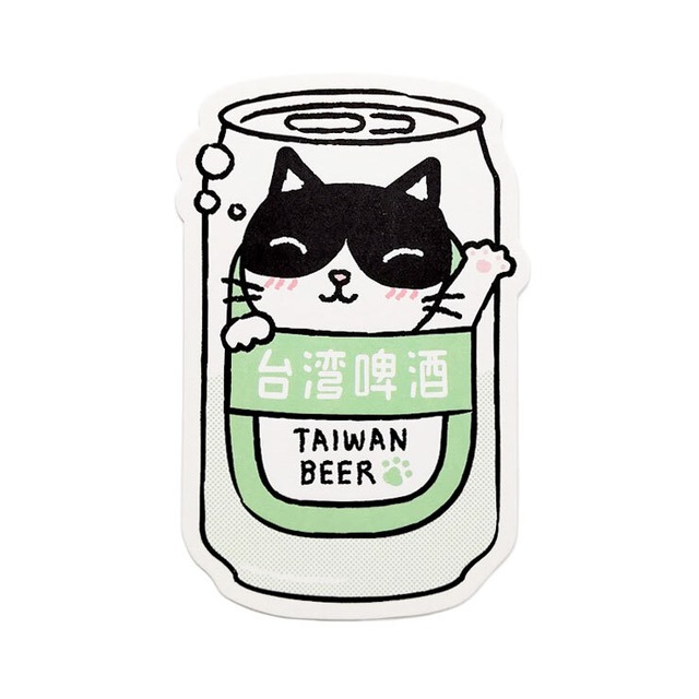 ダイカット 活版印刷 猫ポストカード（ビール猫）