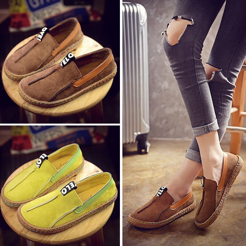 【新作】【送料無料】 2016年秋ニュースタイルレディースシューズサイズサイズブリティッシュカレッジスタイルファッションスエードワンステップフラットソールカジュアルレディースシューズ-アリババ 靴 スウェード オータム 秋物 10b733707752600