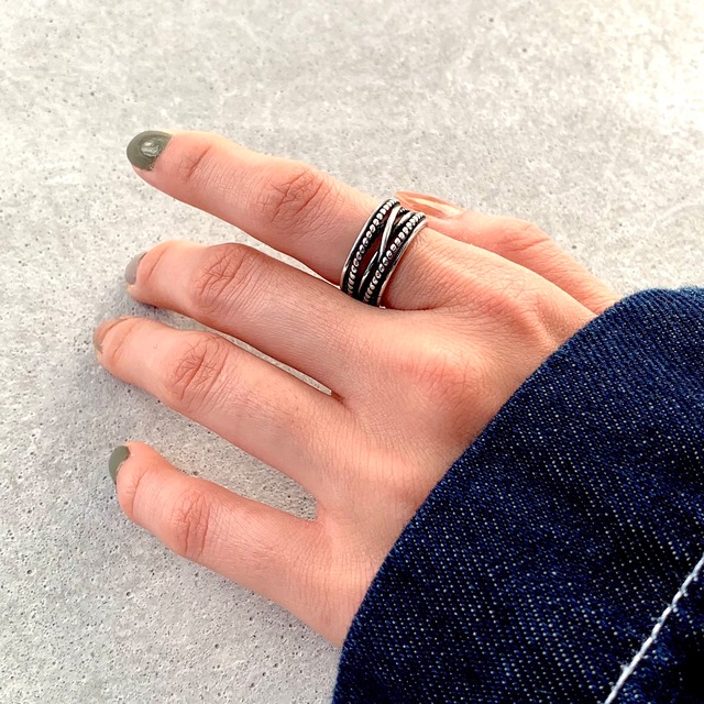 Cross-Line Wide Ring / Silver925(金属アレルギー対応)