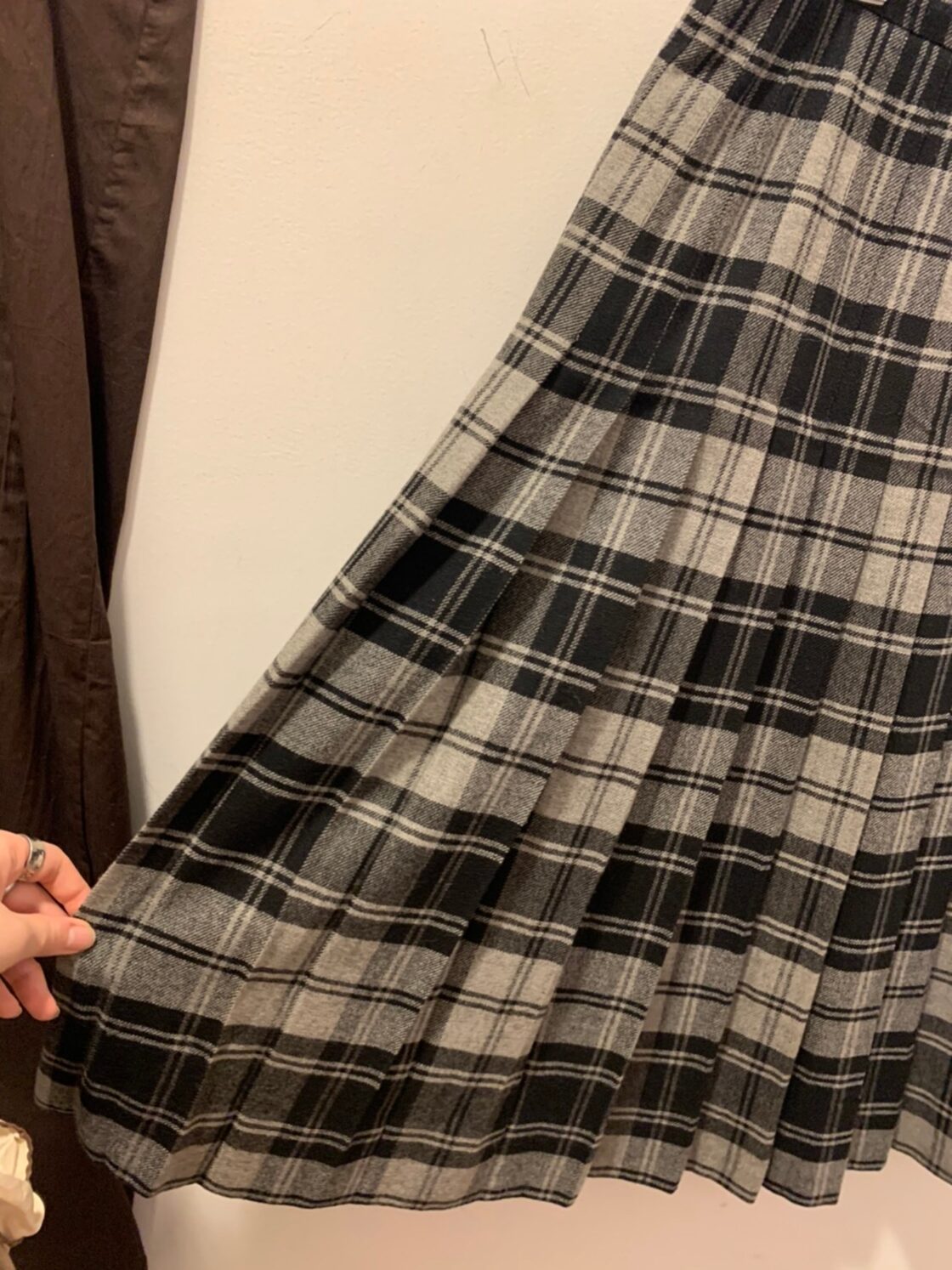 Kinloch Anderson/Scotland製/pleats skirt/gray/キンロック 