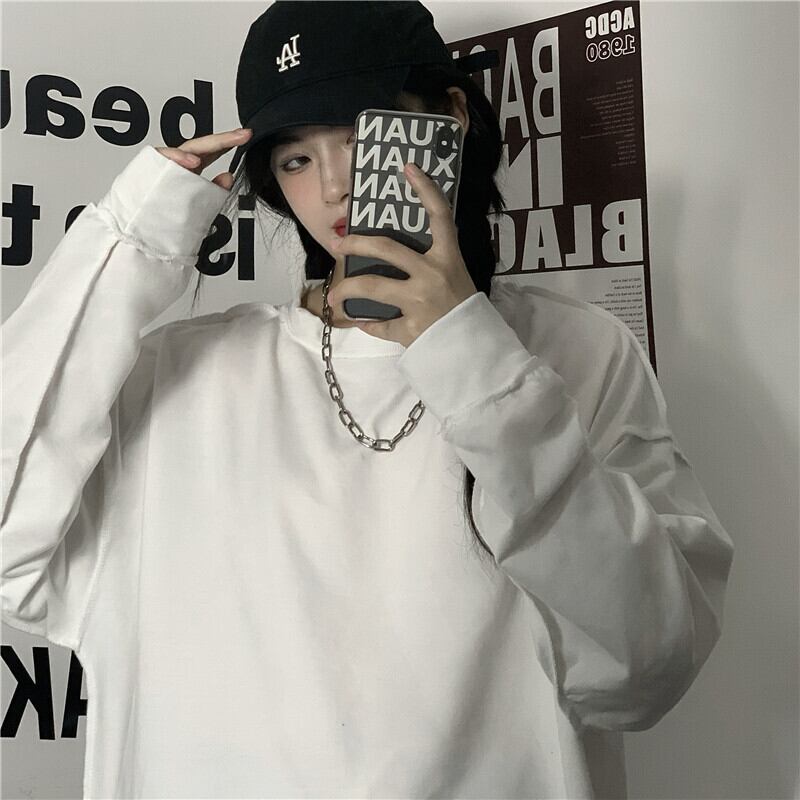 ルーズTシャツ シャツ オータムラウンドネックプルオーバー ロング 秋物 Oネック ケッペル11179491458