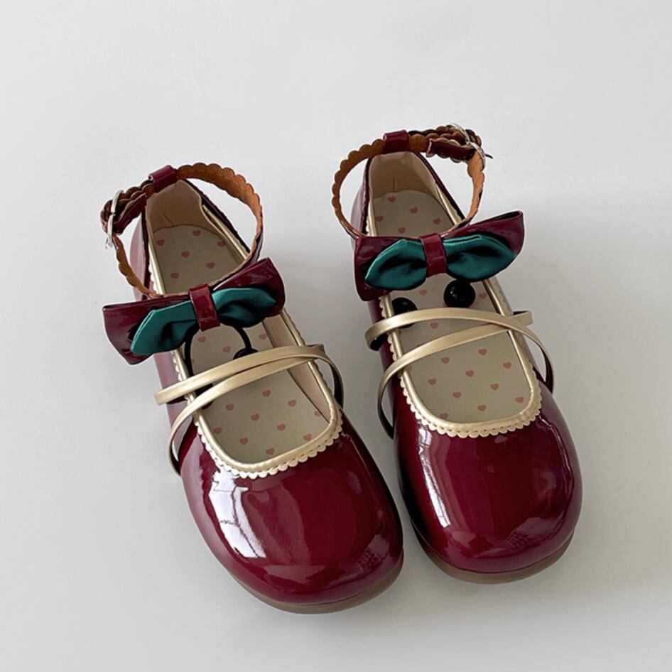 チェリーリボンクロスストラップシューズ ・69787 | sucrier