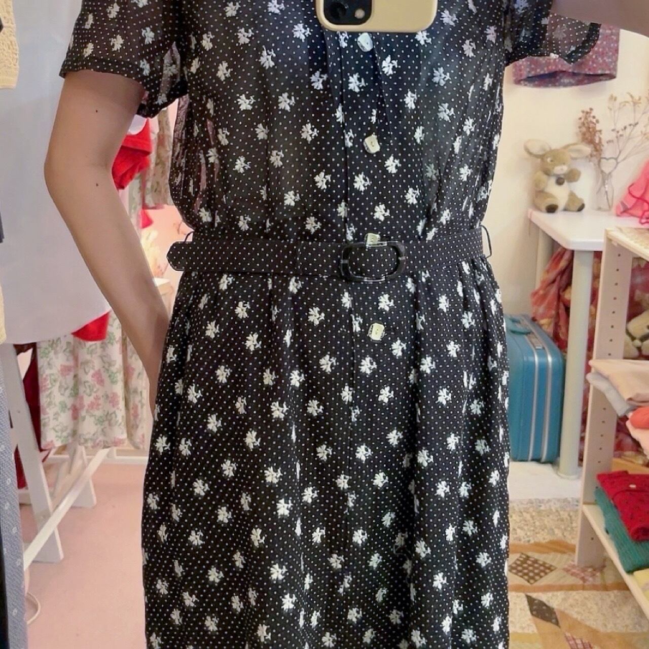 black dot scallop collar one-piece