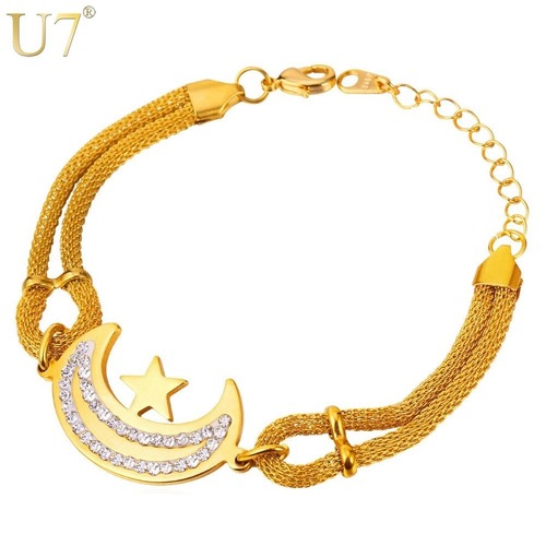 レディース ブレスレット ステンレス カラー クリスタル 月 星 80002154