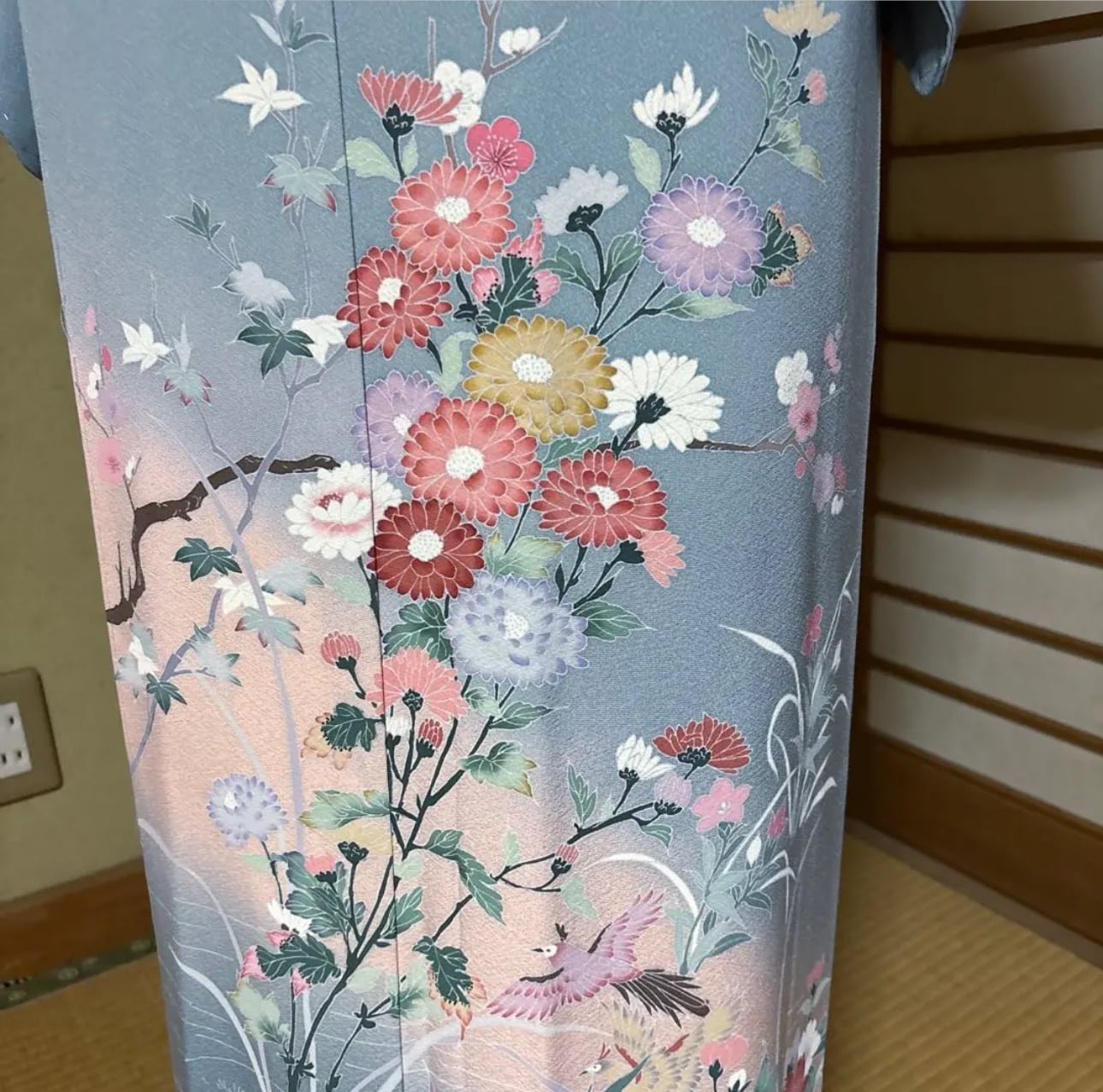 未使用 新品 美品 袷 正絹 ちりめん 訪問着 友禅 身丈163 裄66 未使用 新品 美品 袷 正絹 ちりめん 訪問着 友禅 身丈163 裄66