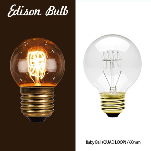 Edison bulb Baby Ball QUAD LOOP 60mm エジソンバルブ ベビーボール クワッドループ 60mm 40W/E26 電球 DETAIL レトロ 照明 カーボン