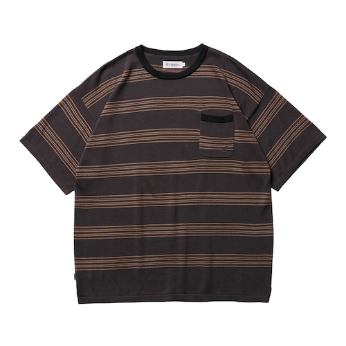 EVISEN MODAL BORDER KNIT T-SHIRT Charcoal