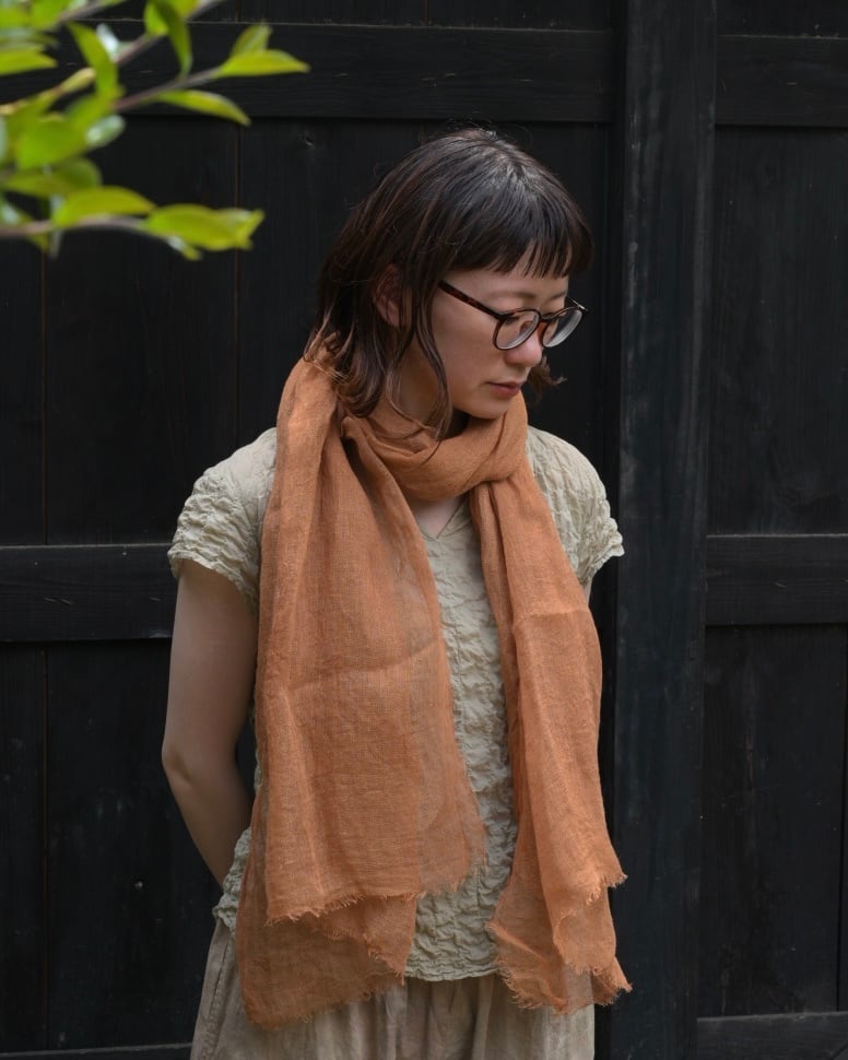 手染め 麻100% 麻布｜金魚草（植物染め）｜futashiba248 Linen textile