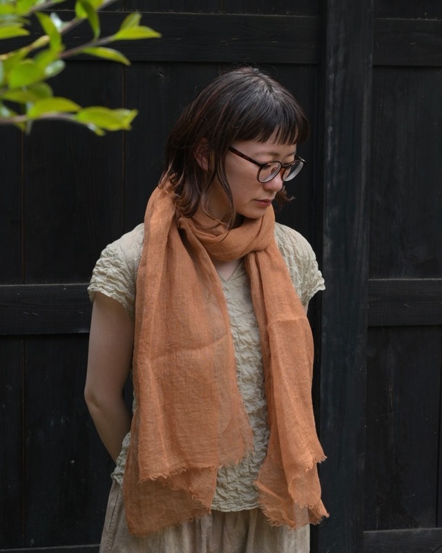 手染め 麻100% 麻布｜金魚草（植物染め）｜futashiba248 Linen textile