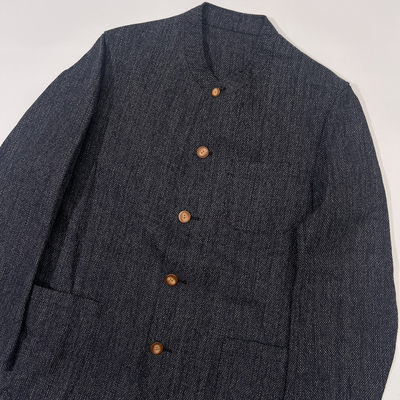 Karl Helmut カールヘルム コットン ノーカラージャケット M/ネイビーグレー 系/木ボタン