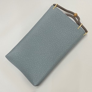 マチ付巾着　＃大小あられ(青)