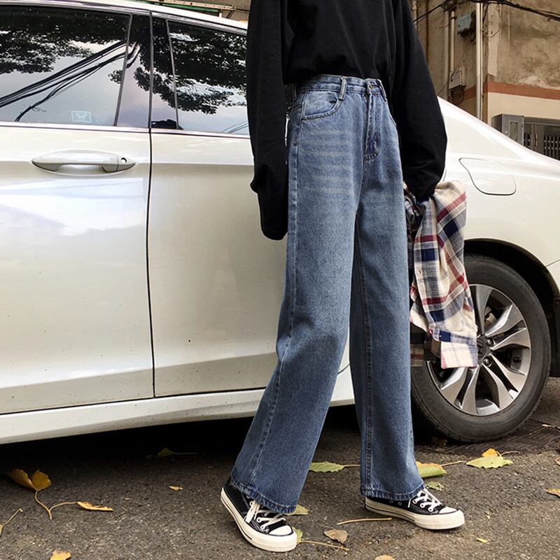 ルーズワイドレッグジーンズレディース2020新入生ハイウエストスリミングパンツユーズド加工モップパンツハーレムパンツ YY-ファッション53127269596