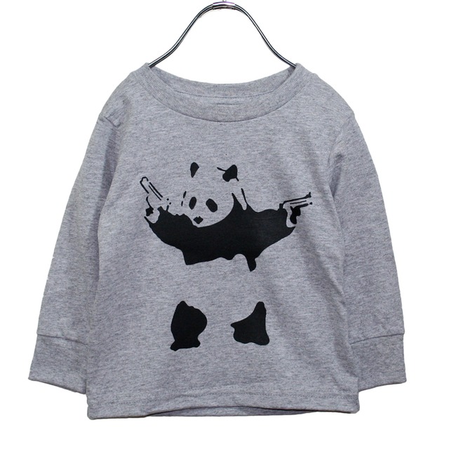 【SALE 120cm】バンクシー パンダ 「BANKSY」「DESTROY RACISM PANDA」リブ ロンT 【キッズ】長袖Tシャツ / kids-banksy-lstee-panda