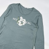 INGEBORG インゲボルグ バラ 長袖 Tシャツ カットソー/くすみブルー レディース