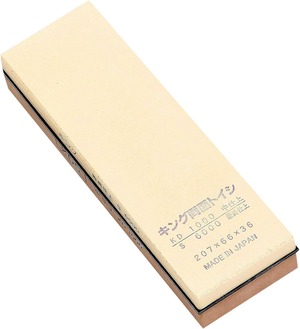 【両面砥石 KDS】 #1000(茶色)/#6000(白色)  中仕上/超仕上、 207x66x36mm キング砥石