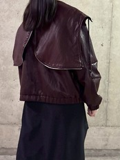 MMG101JEC フーテッドフェイクレザーブルゾン