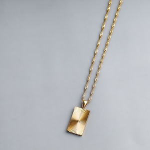 316L stripe rectangle necklace #n76