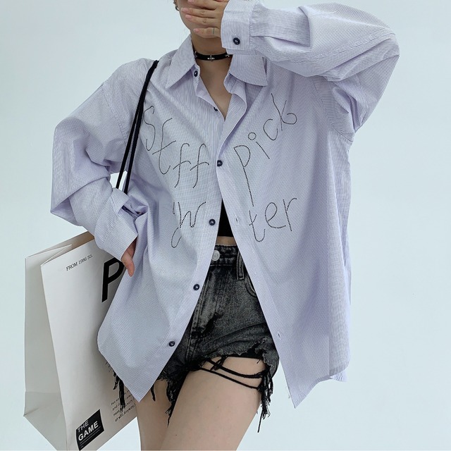 striped graffiti shirt　ストライプグラフィティシャツ　J0735