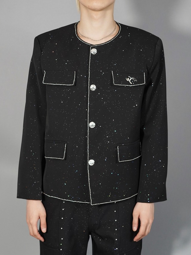 【ALUDE SELECT】edge line stone X lame jacket(2color)