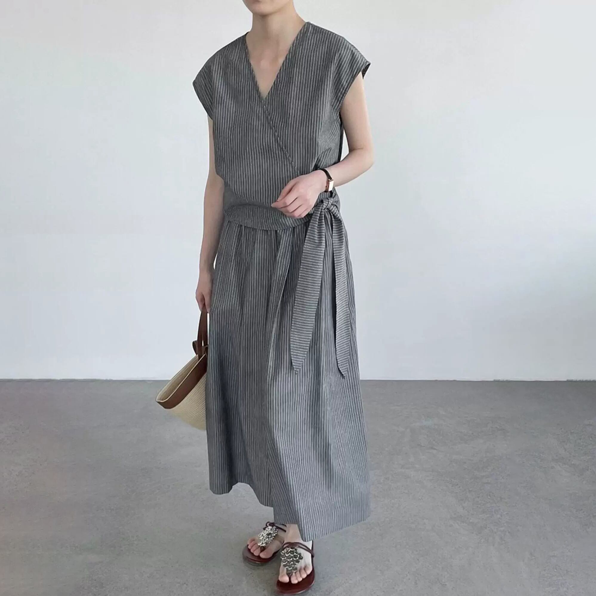 stripe wrap design top & skirt set 14515