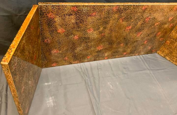 特製　うるし塗り　茶色　三枚折屏風　御屏風　雛人形 特製うるし塗り茶色三枚折屏風御屏風雛人形