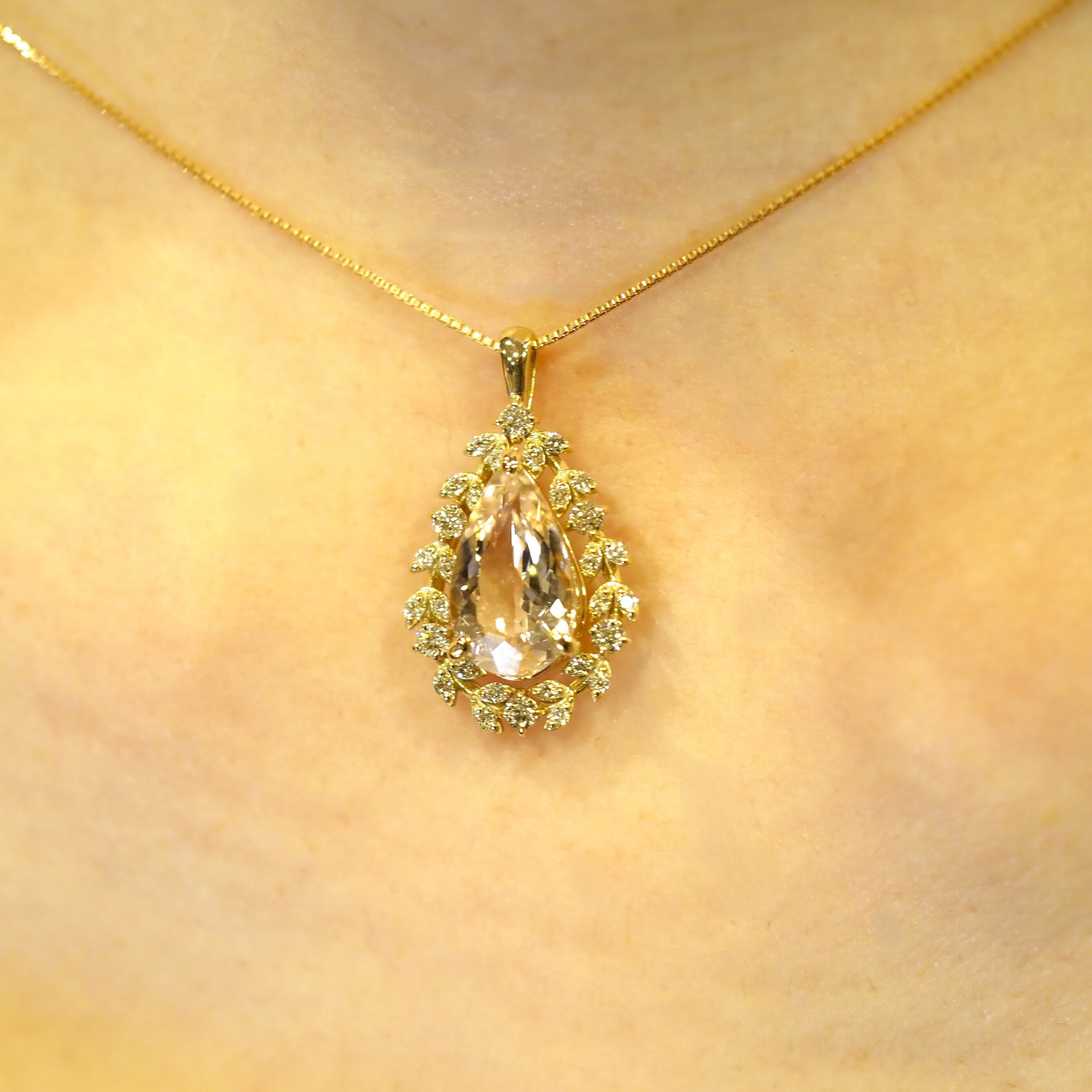 モルガナイト 1.95.ct D0.27ct ネックレス k18pg | fortejewelry 