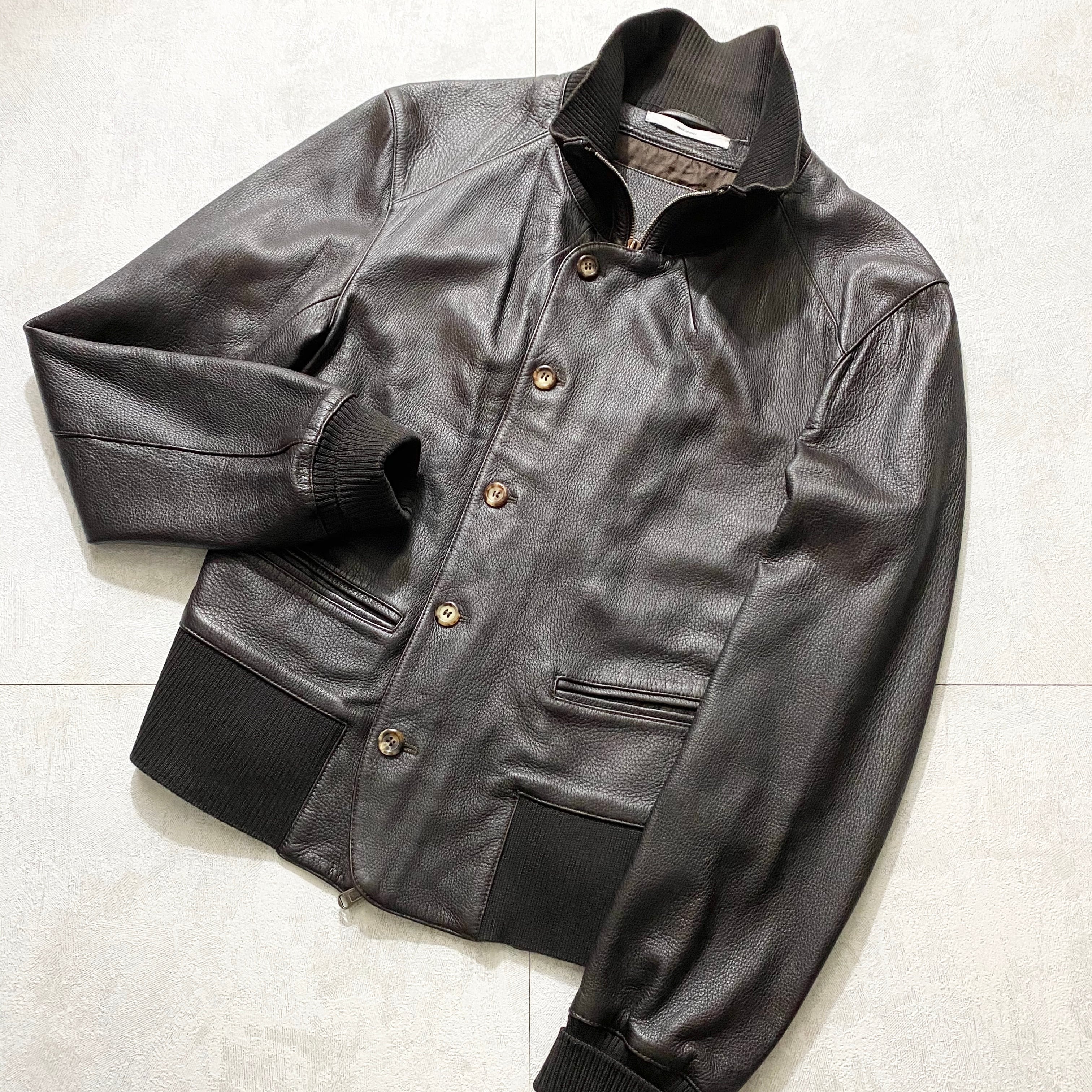 YVES SAINT LAURENT bi stefano pilati hi-neck leather jacket | NOIR 