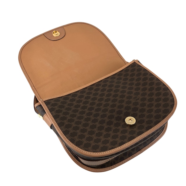 CELINE セリーヌ マカダム ショルダーバッグ ブラウン ブラゾン PVCレザー vintage ヴィンテージ オールド mgt7zs