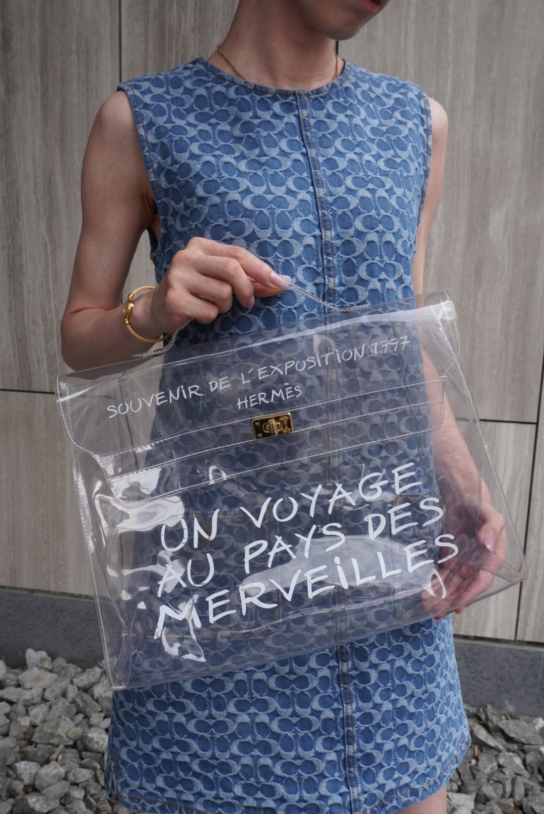 HERMES エルメス ハンドバッグ クリア ケリー ビニール ターンロック vintage ヴィンテージ オールド 3a5dab
