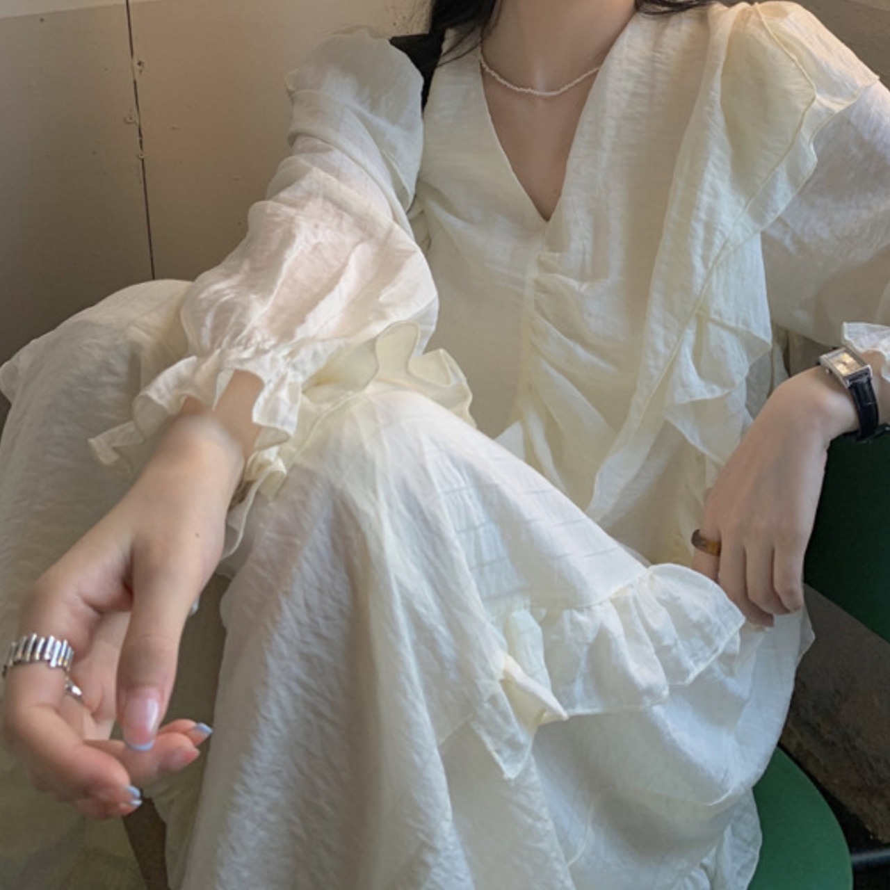 フリルランタンワンピース LK671