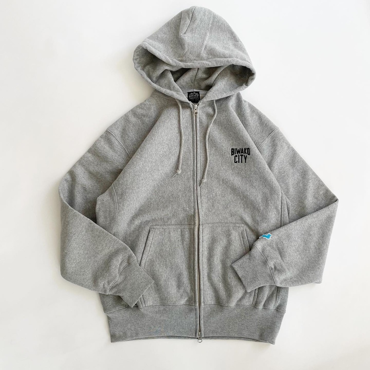 BIWAKO CITY / EMBROIDERY LOGO SWEAT ZIP HOODIE