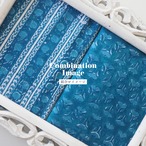 ブロックプリント生地【50cm単位】インド綿 花柄 マリンブルー #45292-BL1