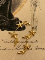 USA ブラス製パーツ 小さなシューティングスター 流れ星 チャーム 4個セット ゴールド スタンピングパーツ アクセサリーパーツ デコレーション材