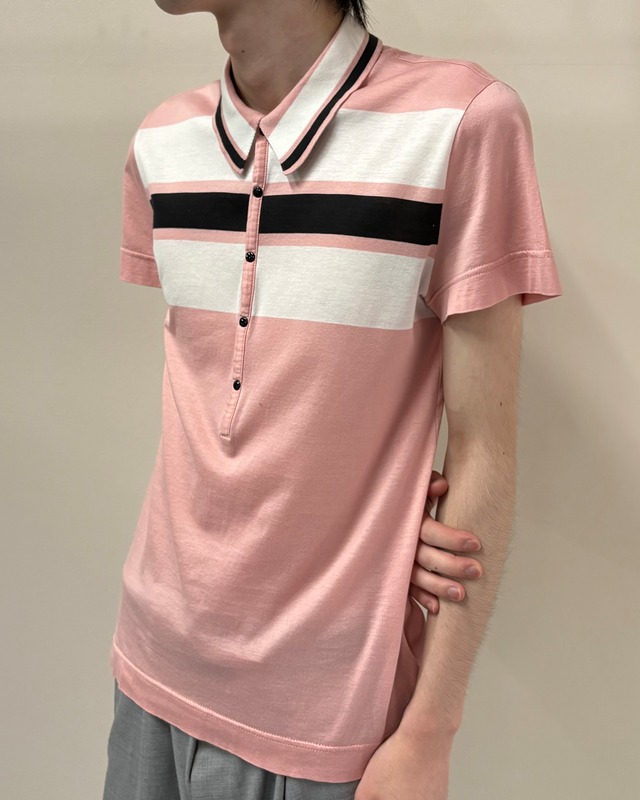 【DOLCE&GABBANA】border snap polo shirt