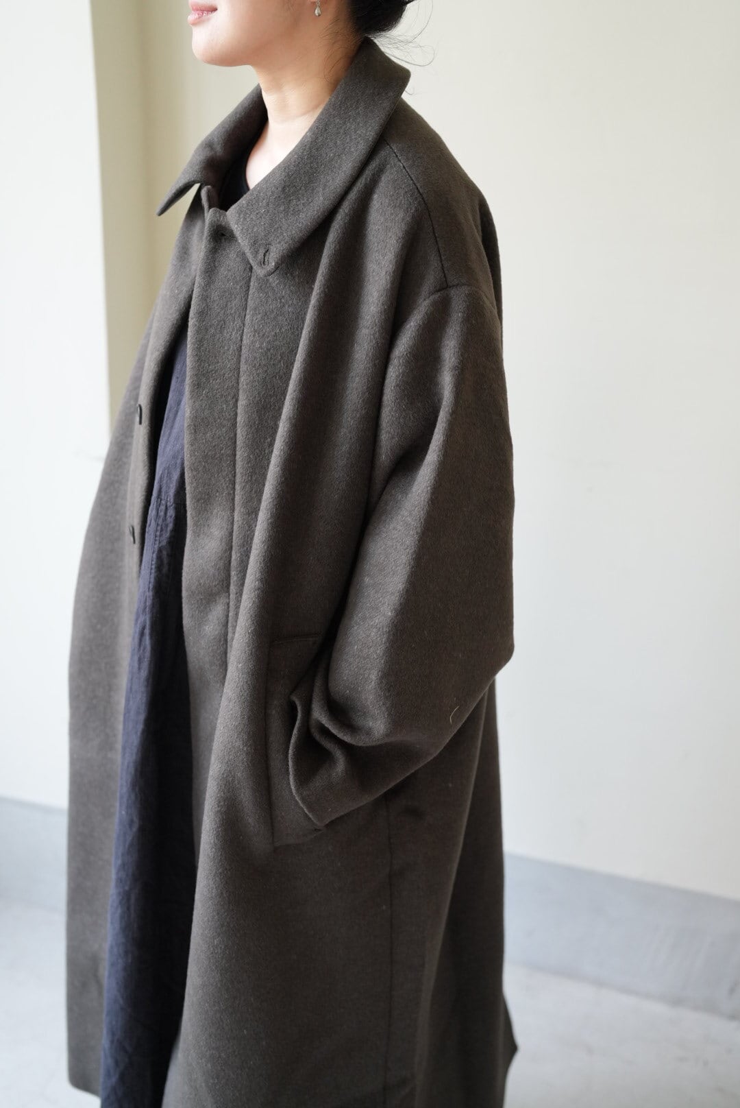 Cristaseya OVERSIZED COAT WITH LEATHER PATCH | TOMMY'S KURAMAE