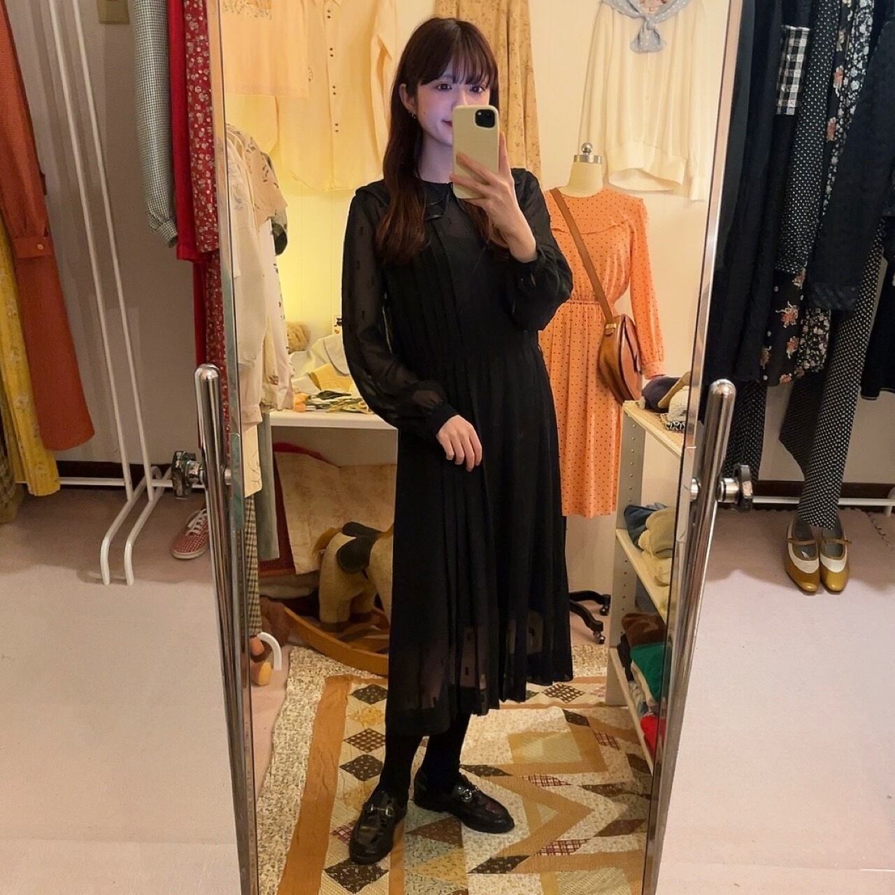 black sheer double collar one-piece