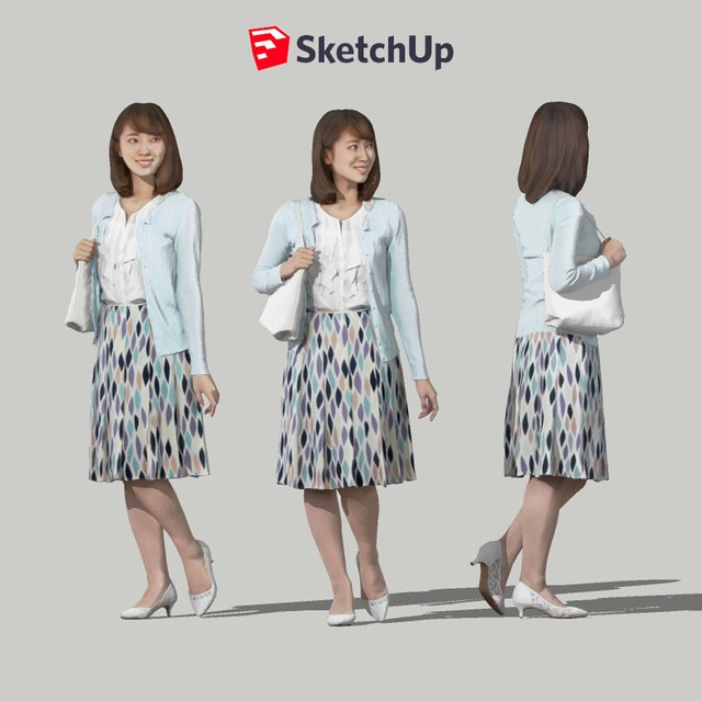 SketchUp素材　3D人物モデル ( Posed ) 019_Kana - メイン画像
