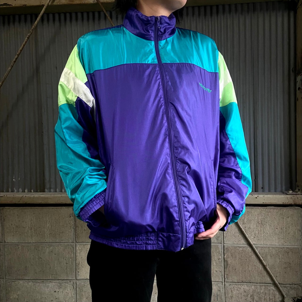 80〜90年代 adidas アディダス ナイロンジャケット メンズL相当 古着 