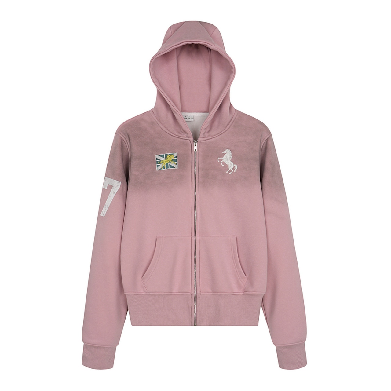 VINTAGE ストリート 裏起毛 汚れ加工ピンクジップパーカー T1991