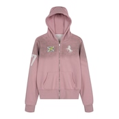 VINTAGE ストリート 裏起毛 汚れ加工ピンクジップパーカー T1991