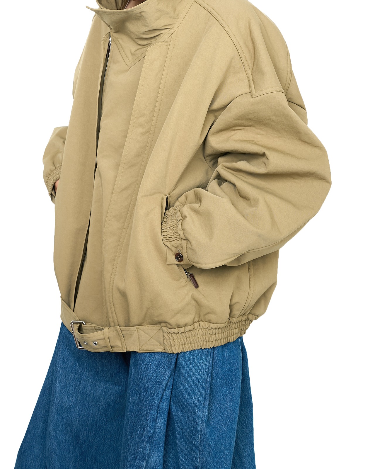 HED MAYNER "HIGH NECK ZIP UP BLOUSON 〔KHAKI〕"