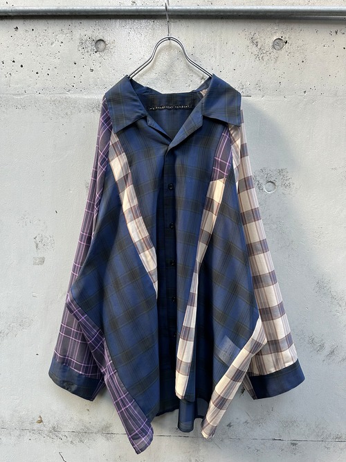 『my beautiful landlet』ORGANDY CHECK RAGLAN OVERSIZE SHIRT / MULTI