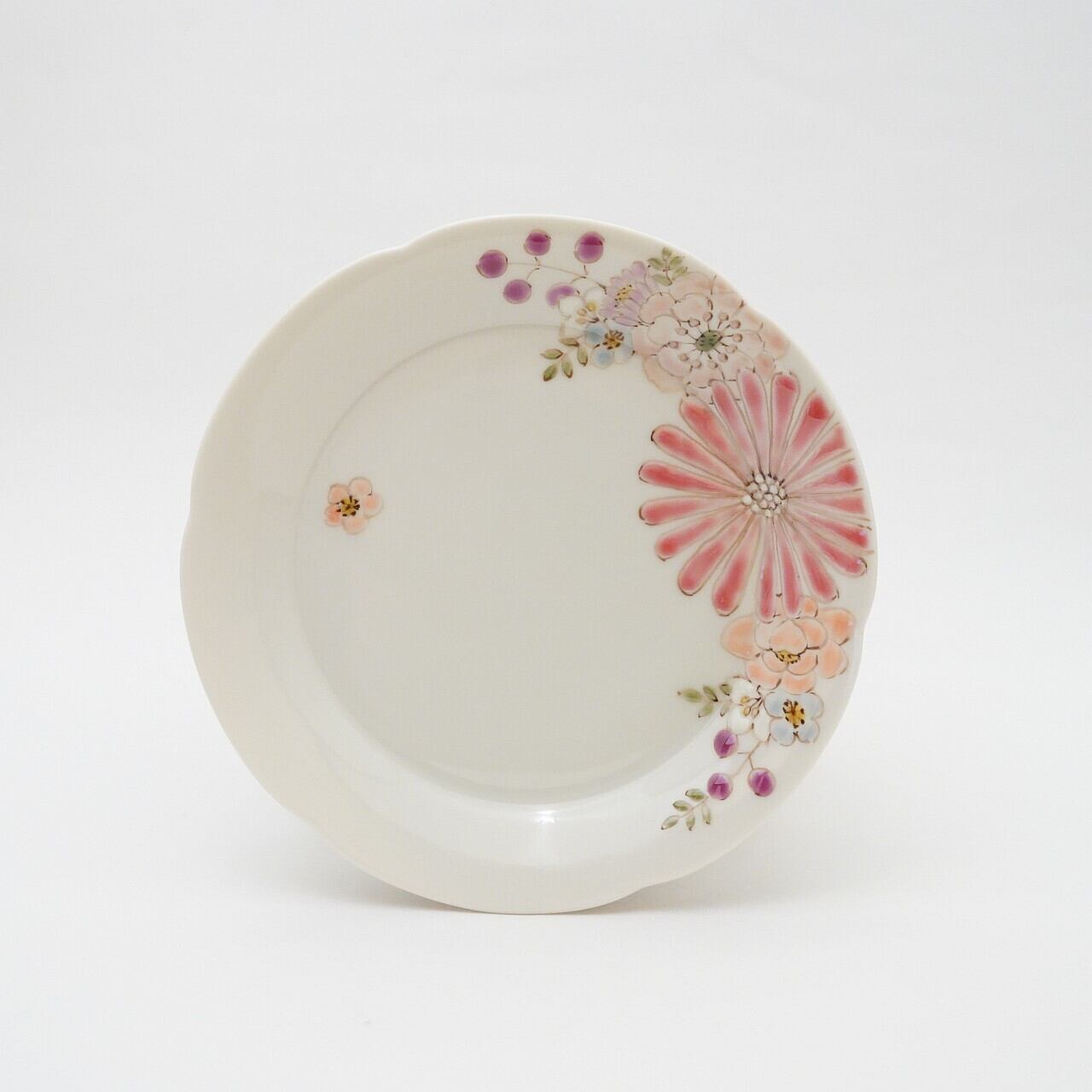 【色絵遊 小高裕子】4寸皿 華 ピンク 4