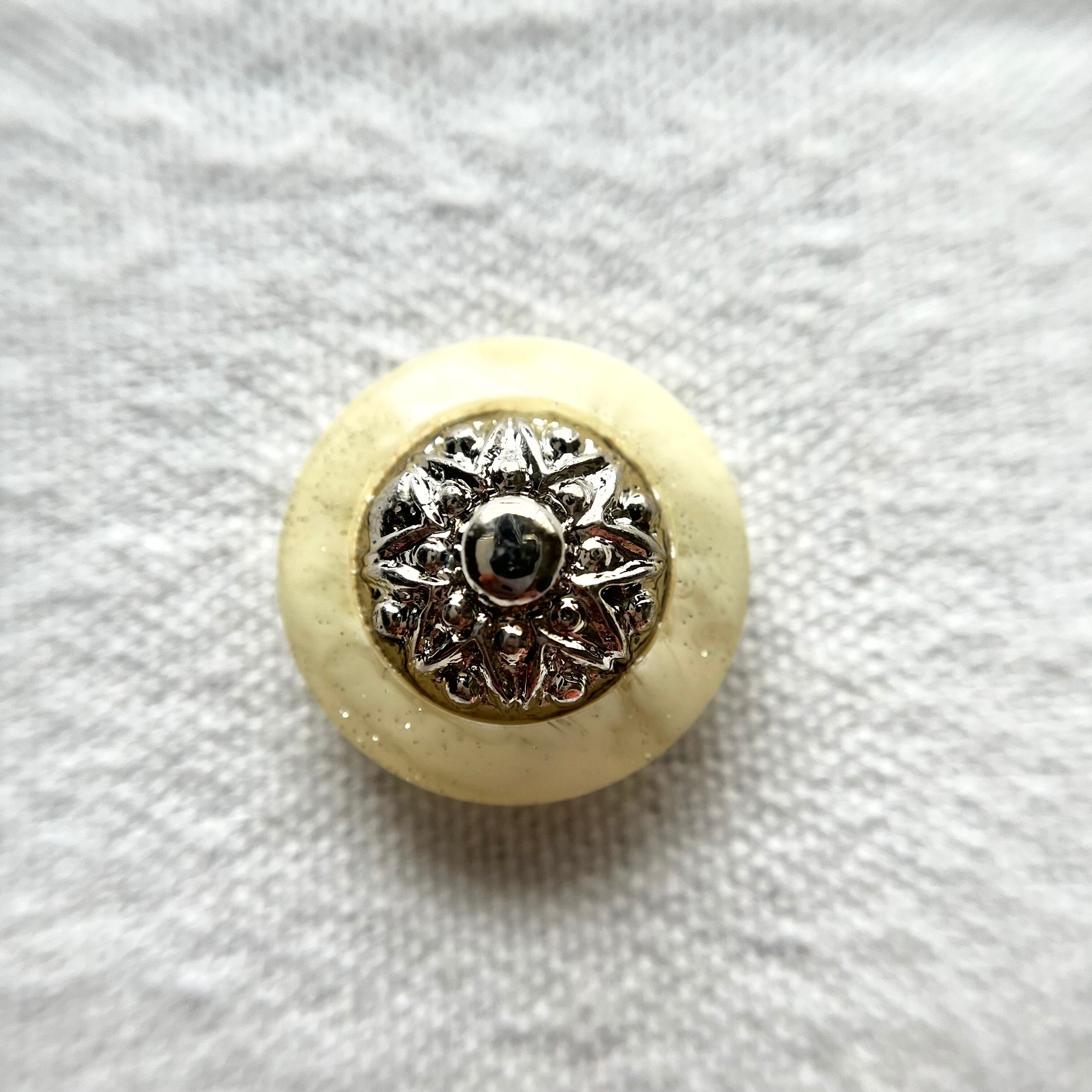 クリームイエロー シルバースターフラワー 20mm