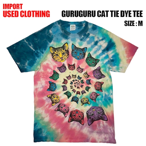 【IMPORT古着】GURUGURU CAT TIE DYE TEE (size M)