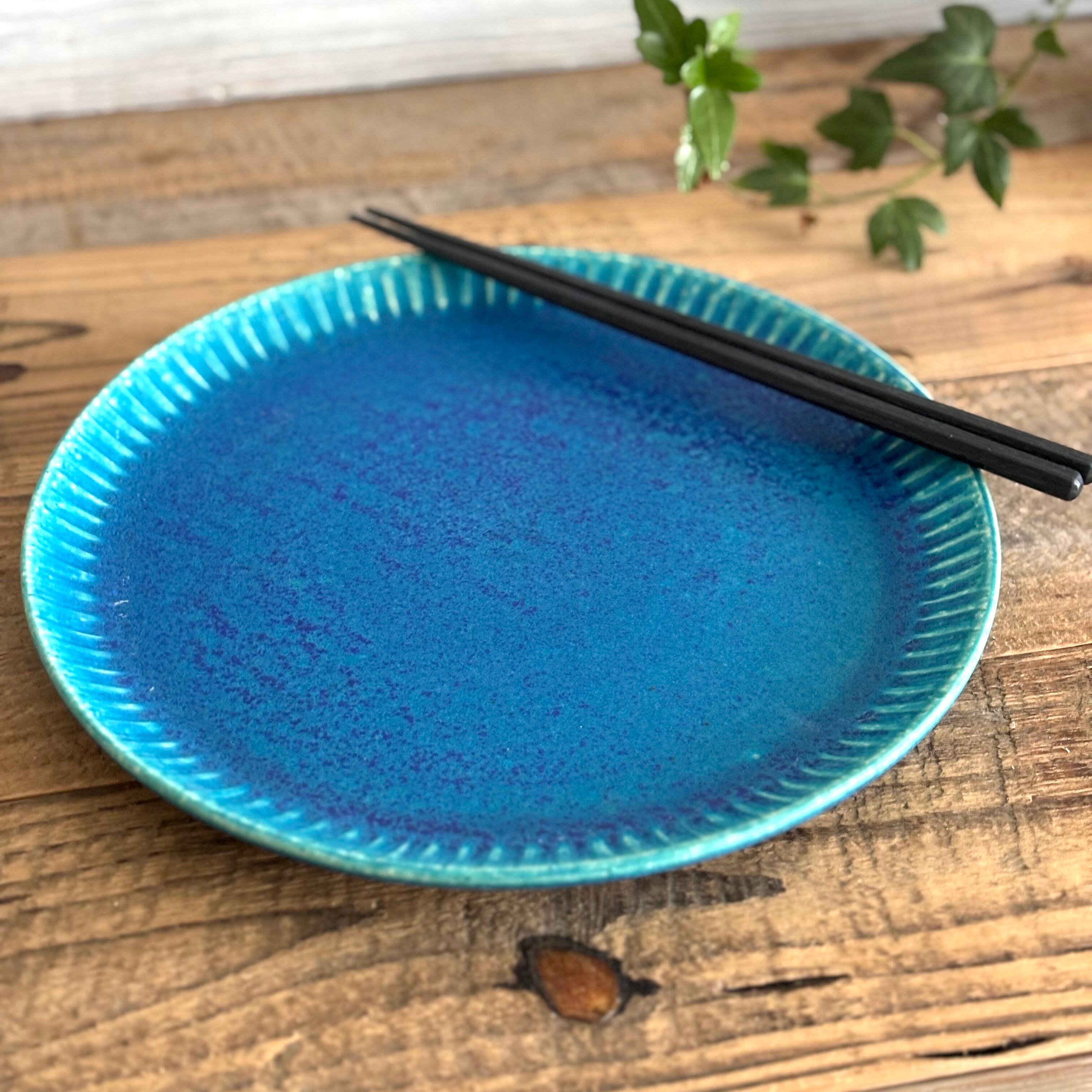 大皿 縞プレート ワンプレート | Blue Pottery